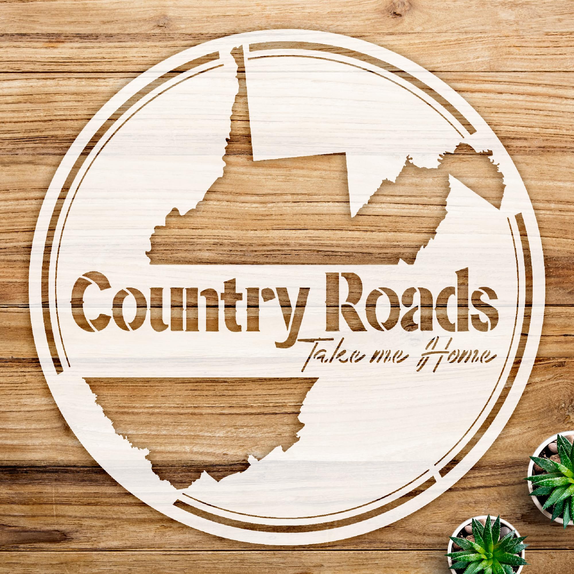 Country Roads Stencil Pattern for Wood Signs and Home Decor, Reusable Mylar Template, Ideal for Painting Projects and Crafts - Size A4 (8.5