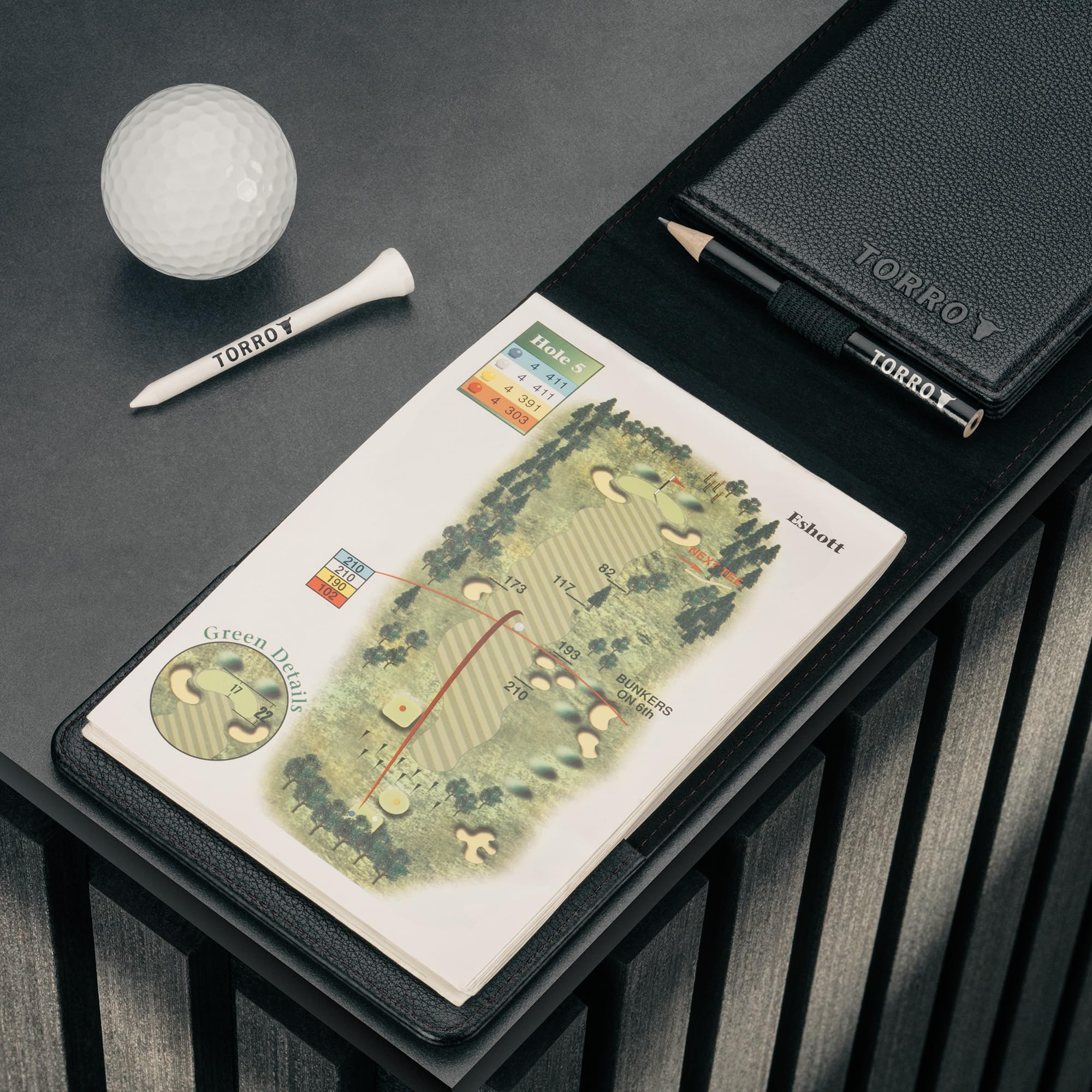 TORRO Golf Scorekartenhalter und Yardage-Buch-Cover – Echteder Golf Scorekarte und Yardage Wallet mit Bleistiftschlaufe