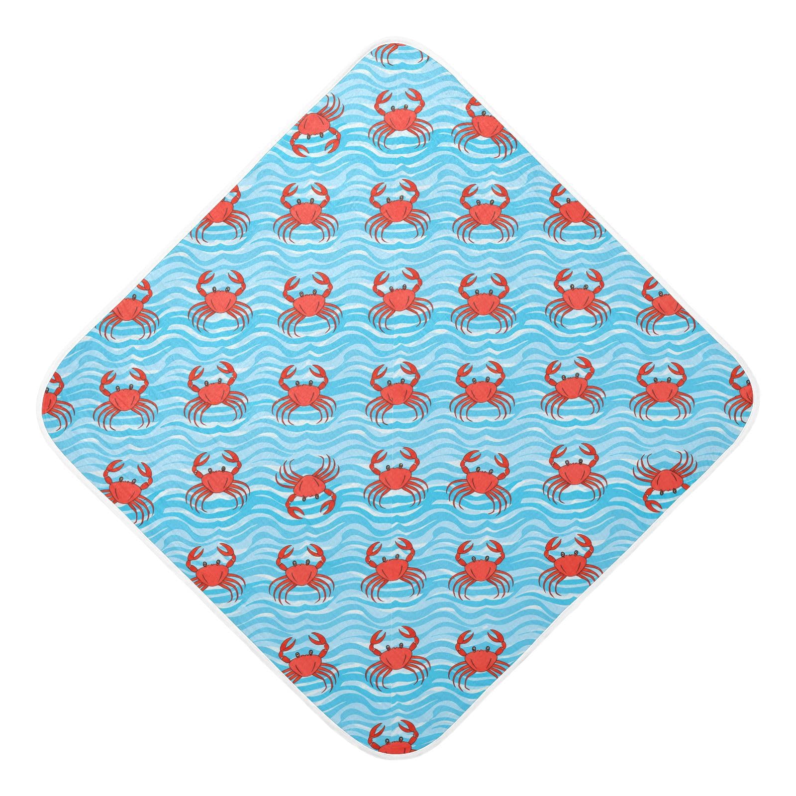 Msyxl Crab Cartoon Wave Hooded Towel - Ultra Soft & Absorbent Muslin Cotton Bath Towel for Babies, Toddlers, Newborn - Boys & Girls Essential 30