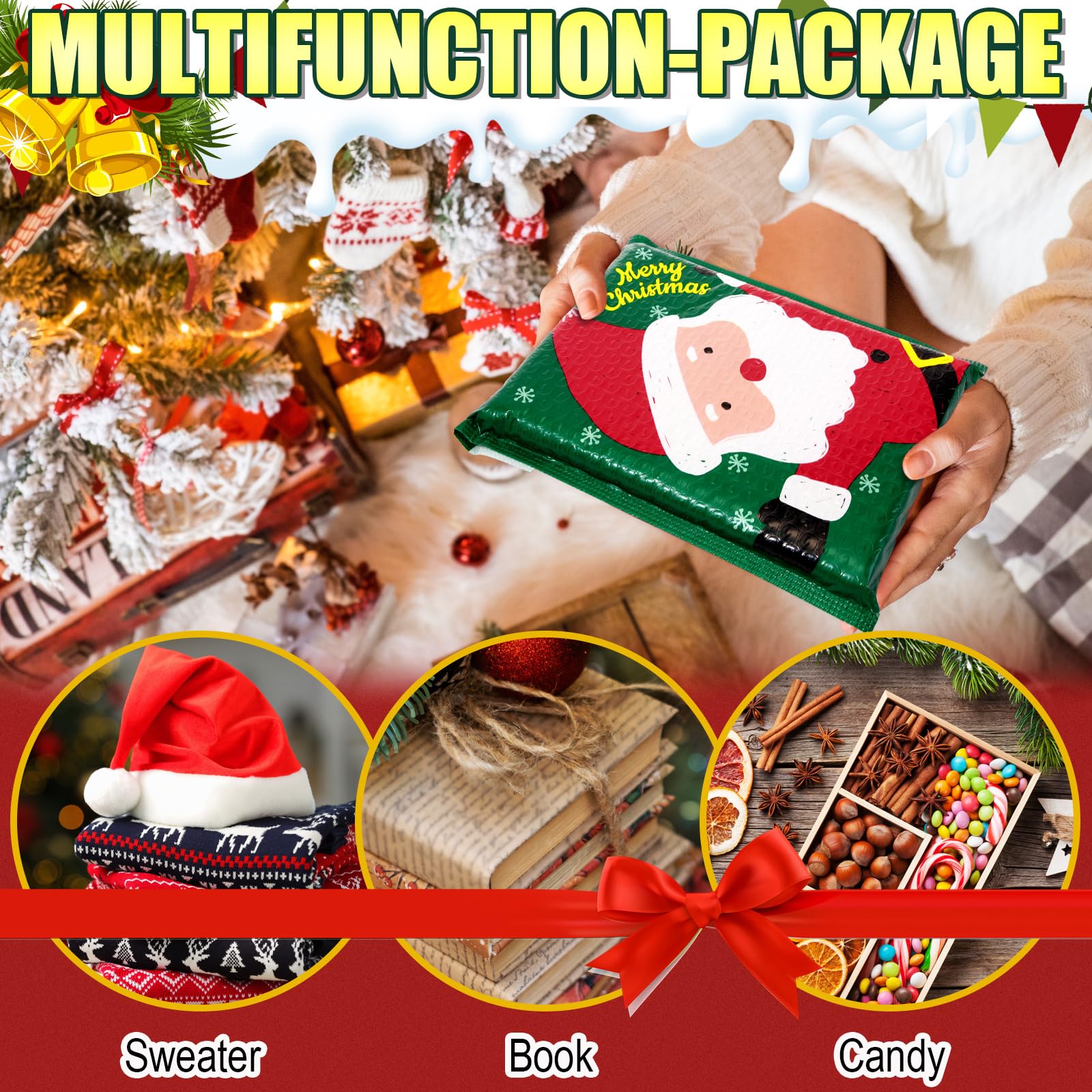 15 Pcs Christmas Bubble Mailers 10x13 Inch - Santa Claus