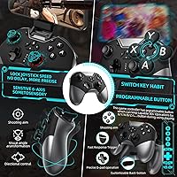 Vista 3 de Bluetooth Controller for Switch/PC/iPhone/Android/Apple Arcade MFi Games/TV/Steam, Hall Effect Joysticks Wireless Game Controller Gamepad with/Phone