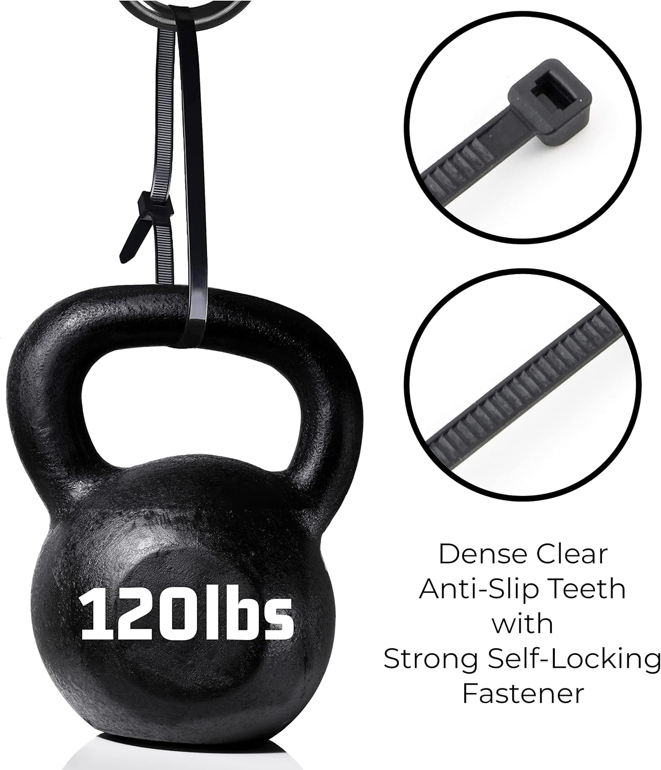 15" Black Zip Cable Ties (100 Pack), 120lbs Tensile Strength - Heavy Duty, Self-Locking Premium Nylon Cable Wire Ties for Indoor and Outdoor by Bolt Dropper (Black)