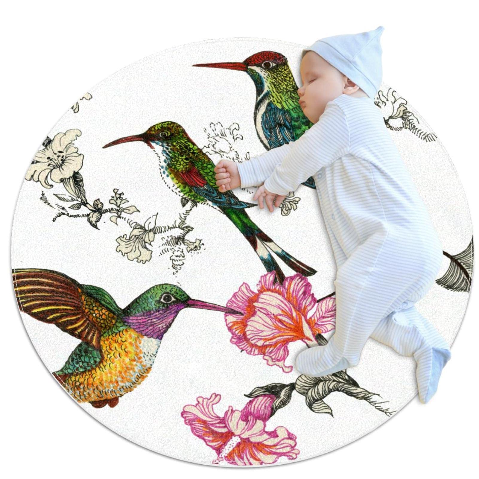 Tapis de sol cuisine et entrée Colibris Roux anti-salissure