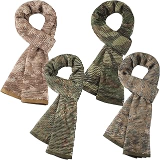 Ramede 4 Pcs Sniper Veil Mesh Net Camo Scarf Neck Scarves for Men Outdoor Camouflage Head Neck, 4 Designs