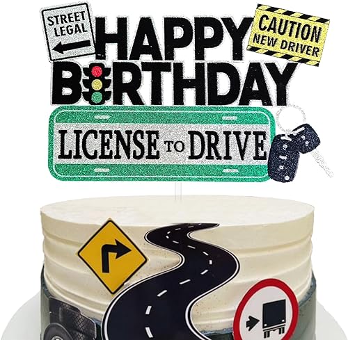 Decoración para tartas de licencia de conducir, suministros para fiestas temáticas de 16 y 17 cumpleaños