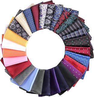 Jeatonge 28-Pack Men's Pocket Squares Hankies - Assorted Colors, Patterns & Holder for Weddings, Proms, Formal Events