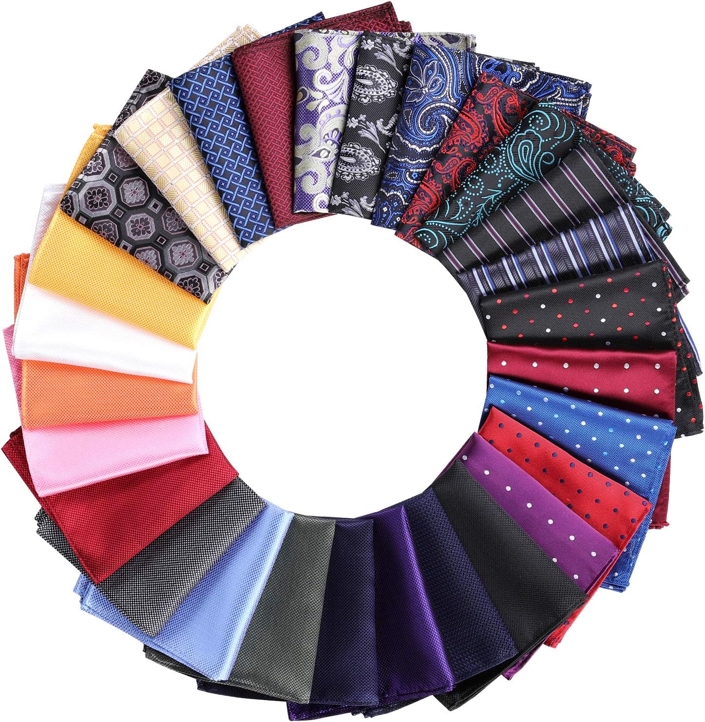 Jeatonge 28 Pack Pocket Squares for Men Mens Pocket Squares Set Assorted Colors with a Holder