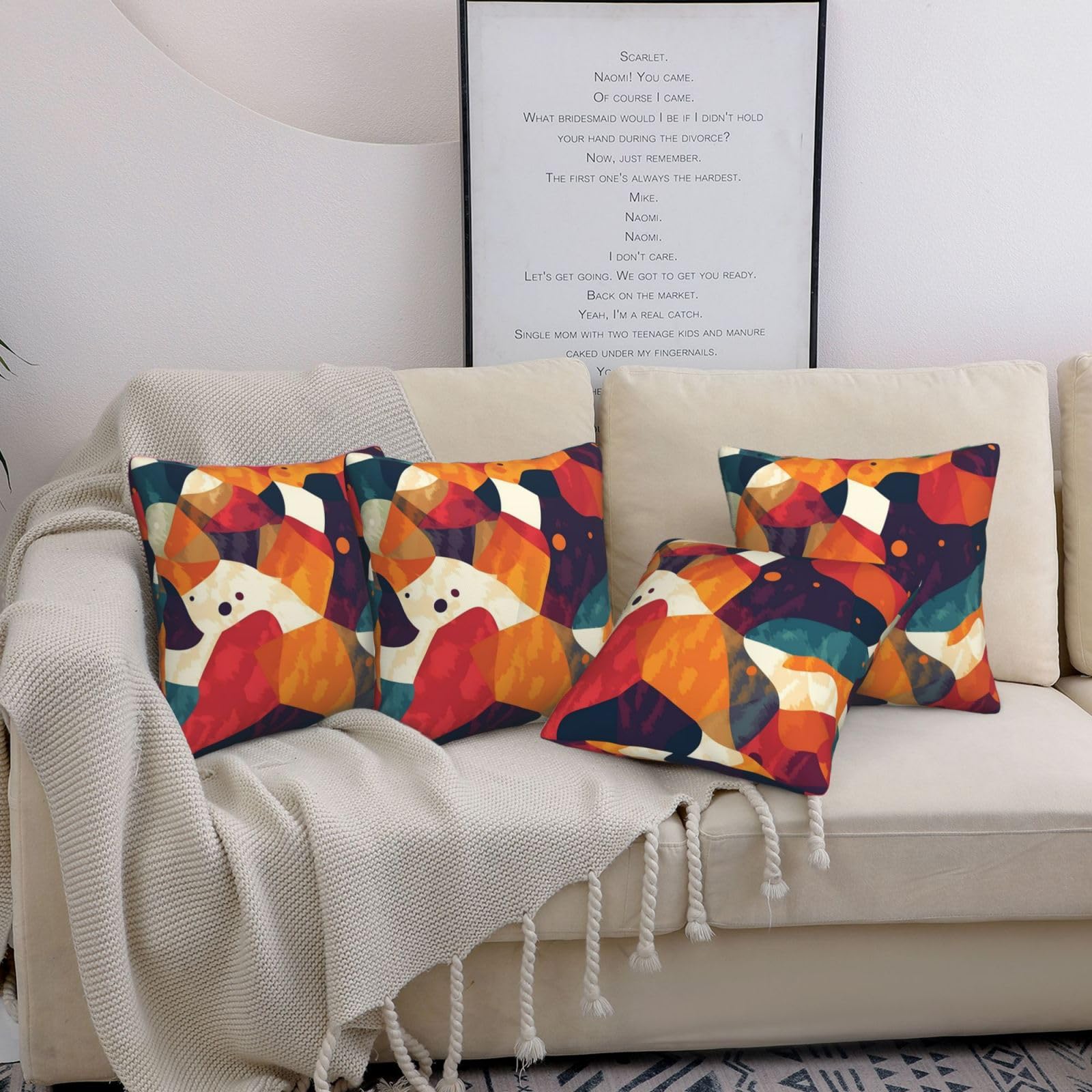 Housses de coussin 50x50 cm lot de 4 carrées modernes motif irrégulier