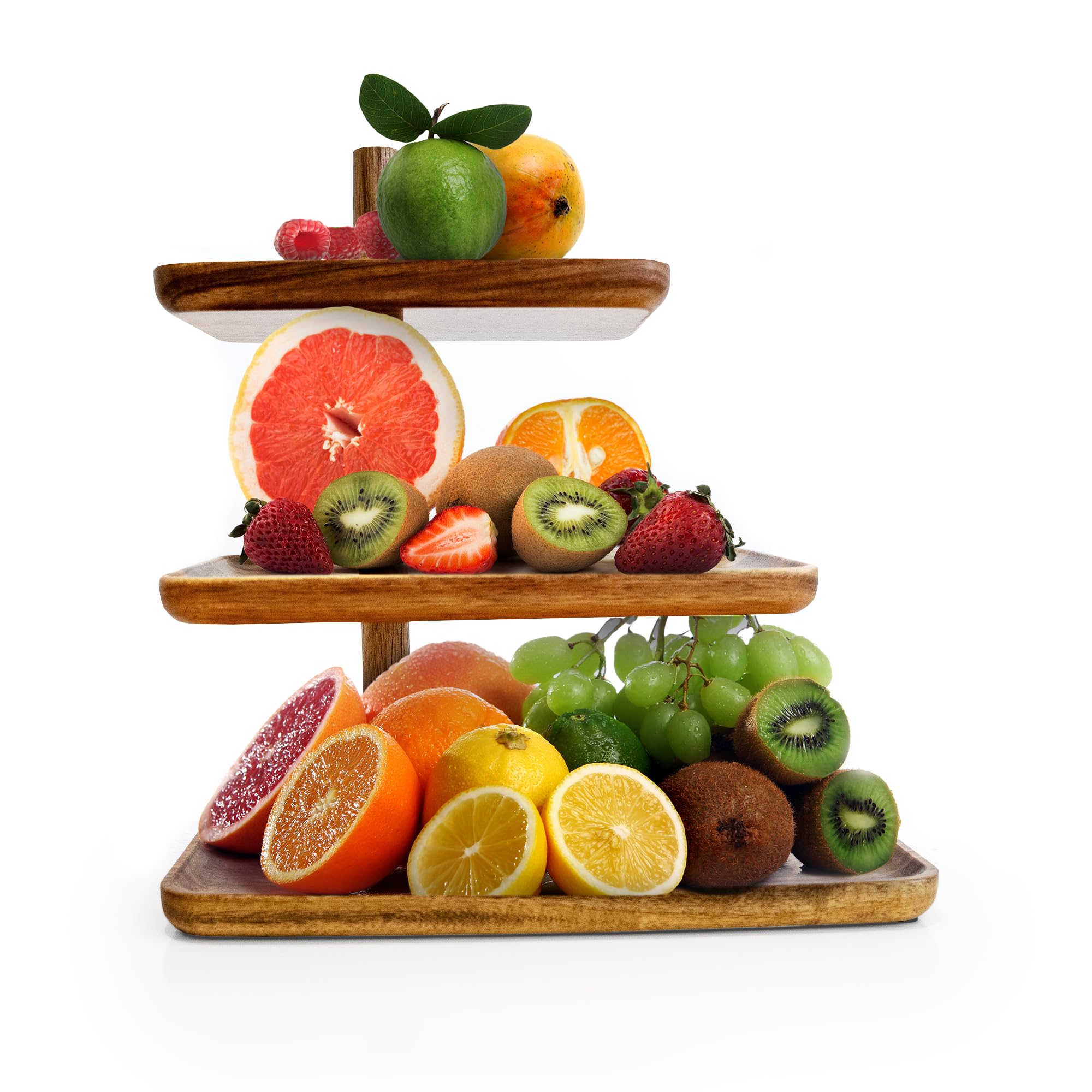 Obstschale 3 Etagen Keramik – Porzellan Aufbewahrung Für Küche, Snacks, Desserts, 35 Cm, Stapelbar