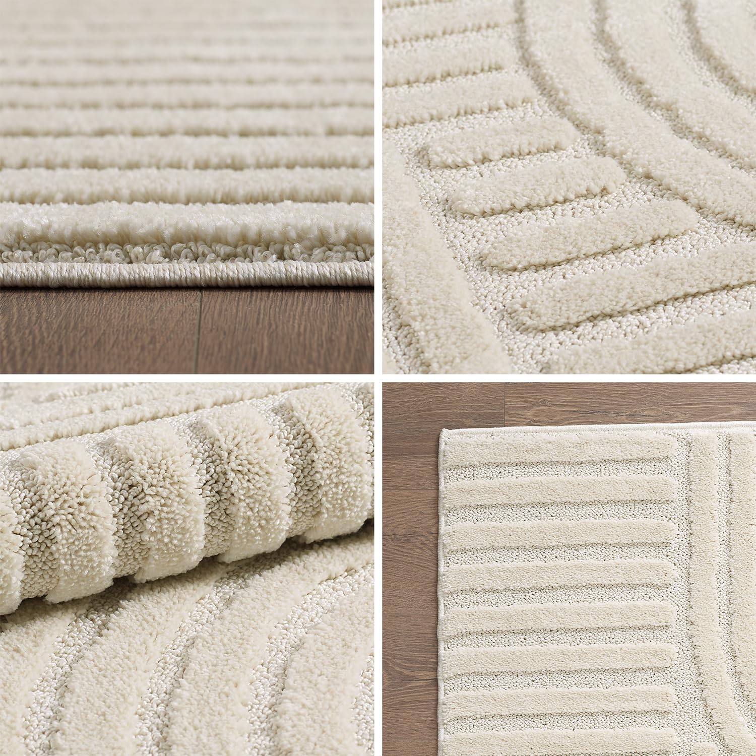 HomebyHome Alfombra Crema 160x230 cm, Shaggy Pelo Largo, Suave y Mullida, Alfombra Grande para Salón Estilo Boho