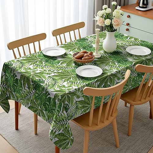 Miniatura 2 de Ambesonne Mantel de hoja de palma, mezcla de hojas de follaje de la selva Madagascar Aloha Botanical Forest Plant, mantel rectangular para