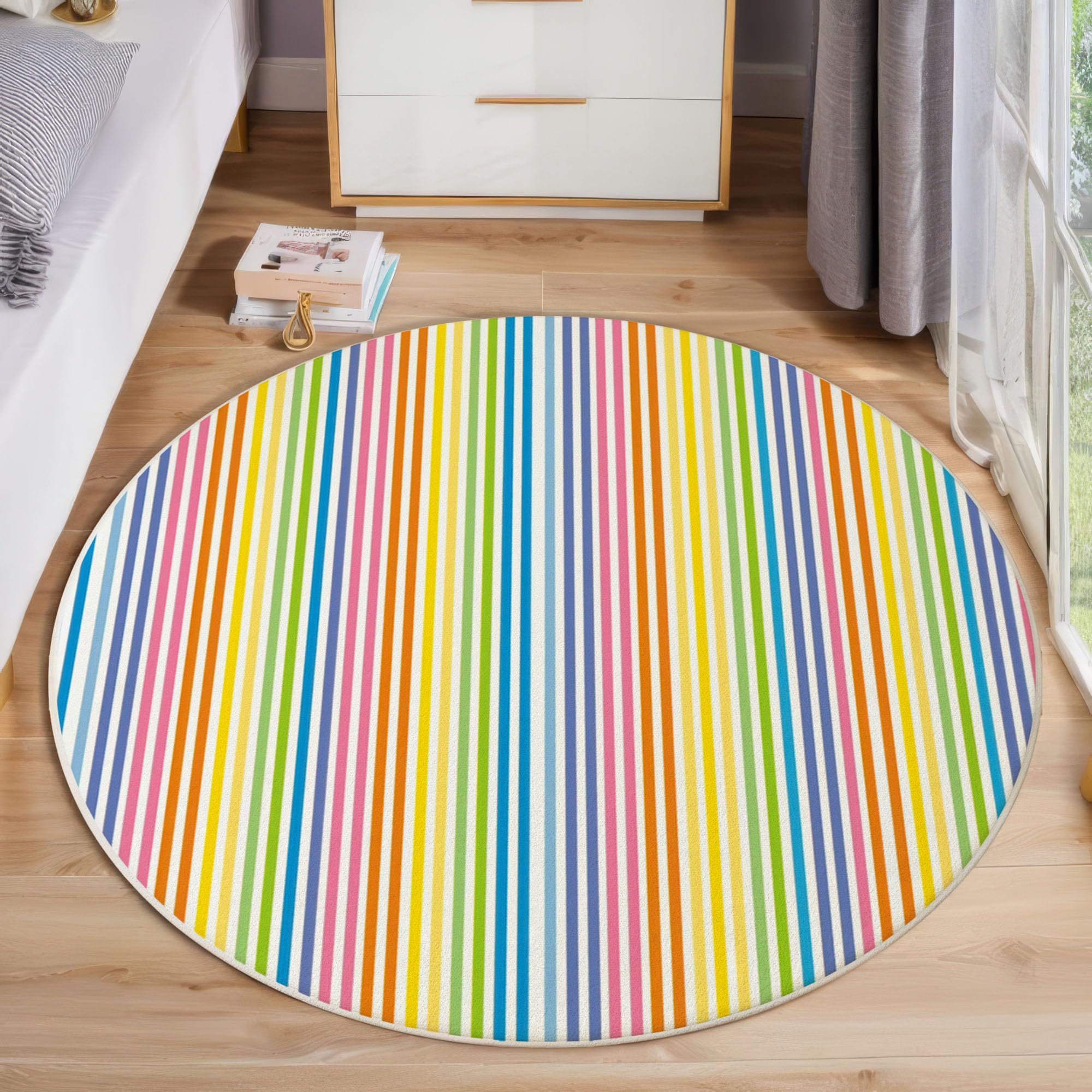 Tapis rond grand format 180 cm lavable en machine pour chambre