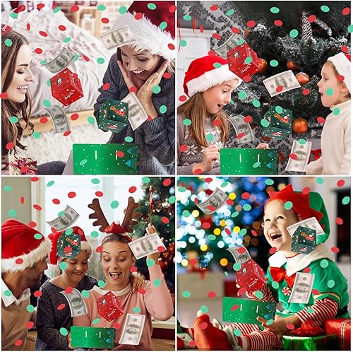 Miniatura 6 de BABORUI Tarjeta de Navidad desplegable con confeti, caja de regalo sorpresa de Feliz Navidad, explosión por dinero, caja sorpresa de Navidad en