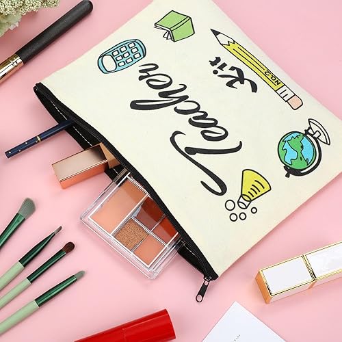 Miniatura 4 de Juego de 12 piezas de regalo de agradecimiento para profesores, 6 bolsas de cosméticos de maquillaje y 6 llaveros para profesores, regalos de