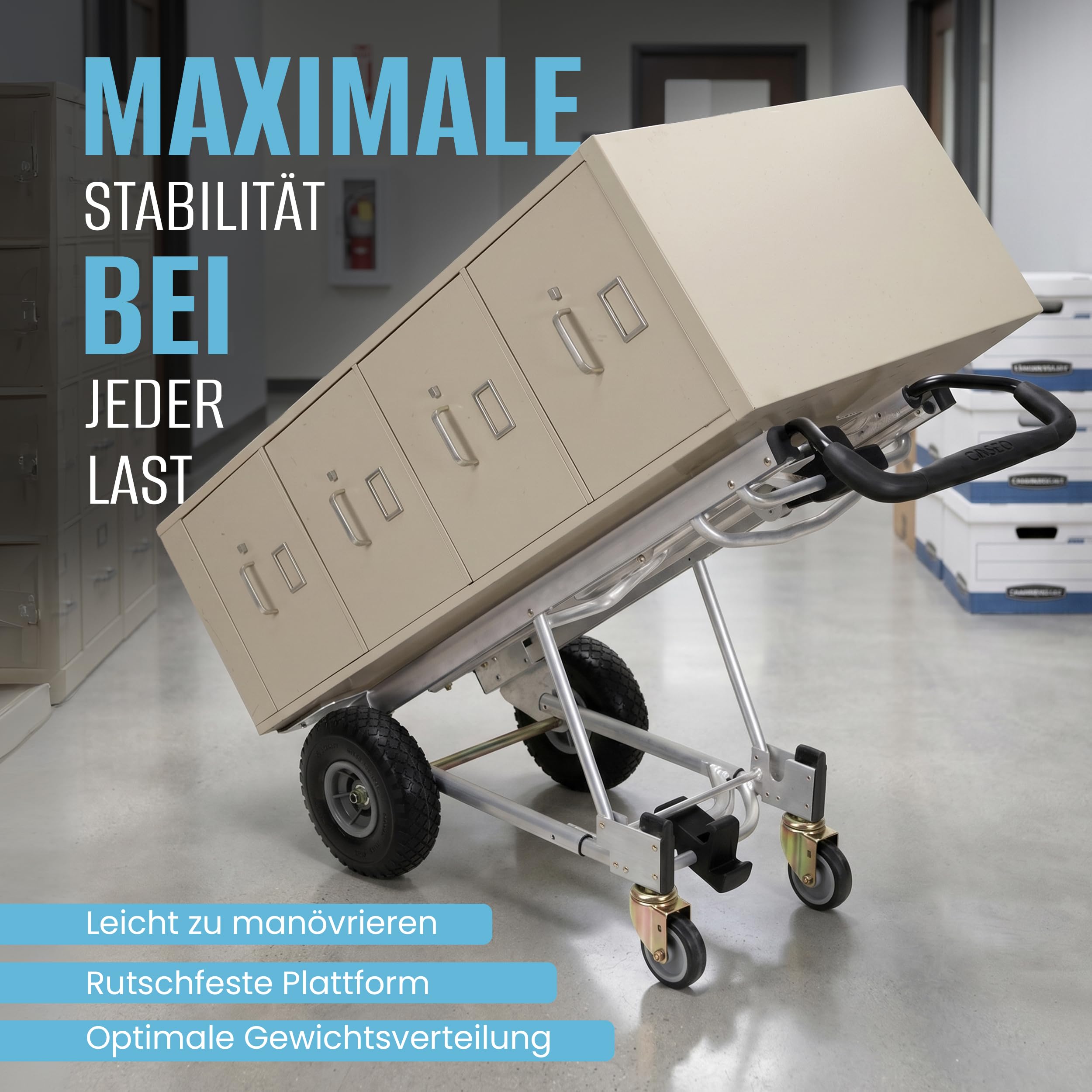 Sackkarre Aluminium - 4in1 Jumbo Cosco bis 450kg Schwerlast Transportwagen, multifunktional einsetzbar, Handkarre mit großen Rädern, ergonomischer Griff