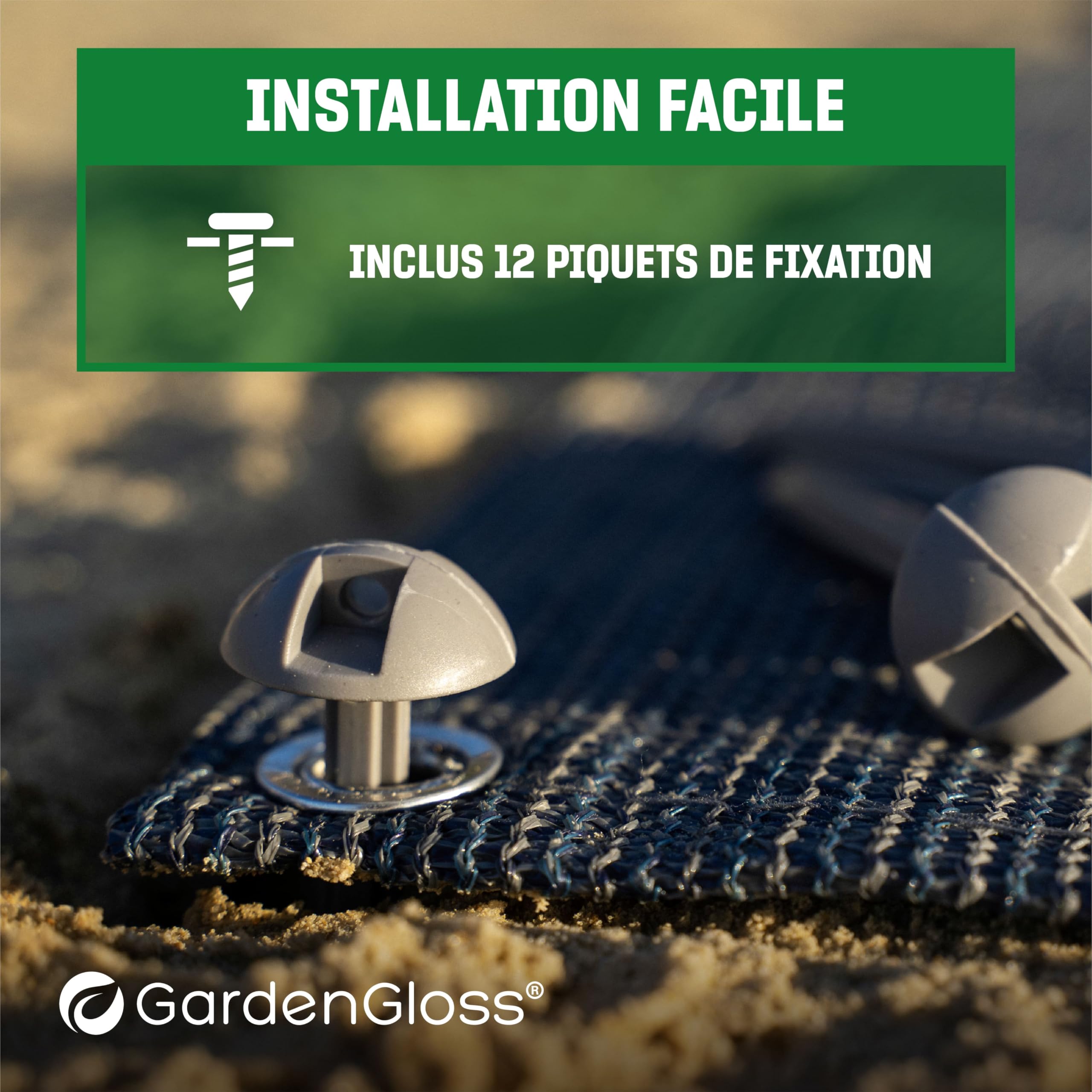 Tapis de Préau Imperméable Extérieur avec Piquets et Sac de Transport