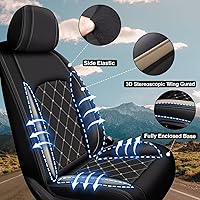 Vista 3 de RAWAKORW Fundas de asiento de automóvil 2 delanteros para Mazda CX30 2020-2023 2024, cojín de asiento personalizado de piel sintética compatible