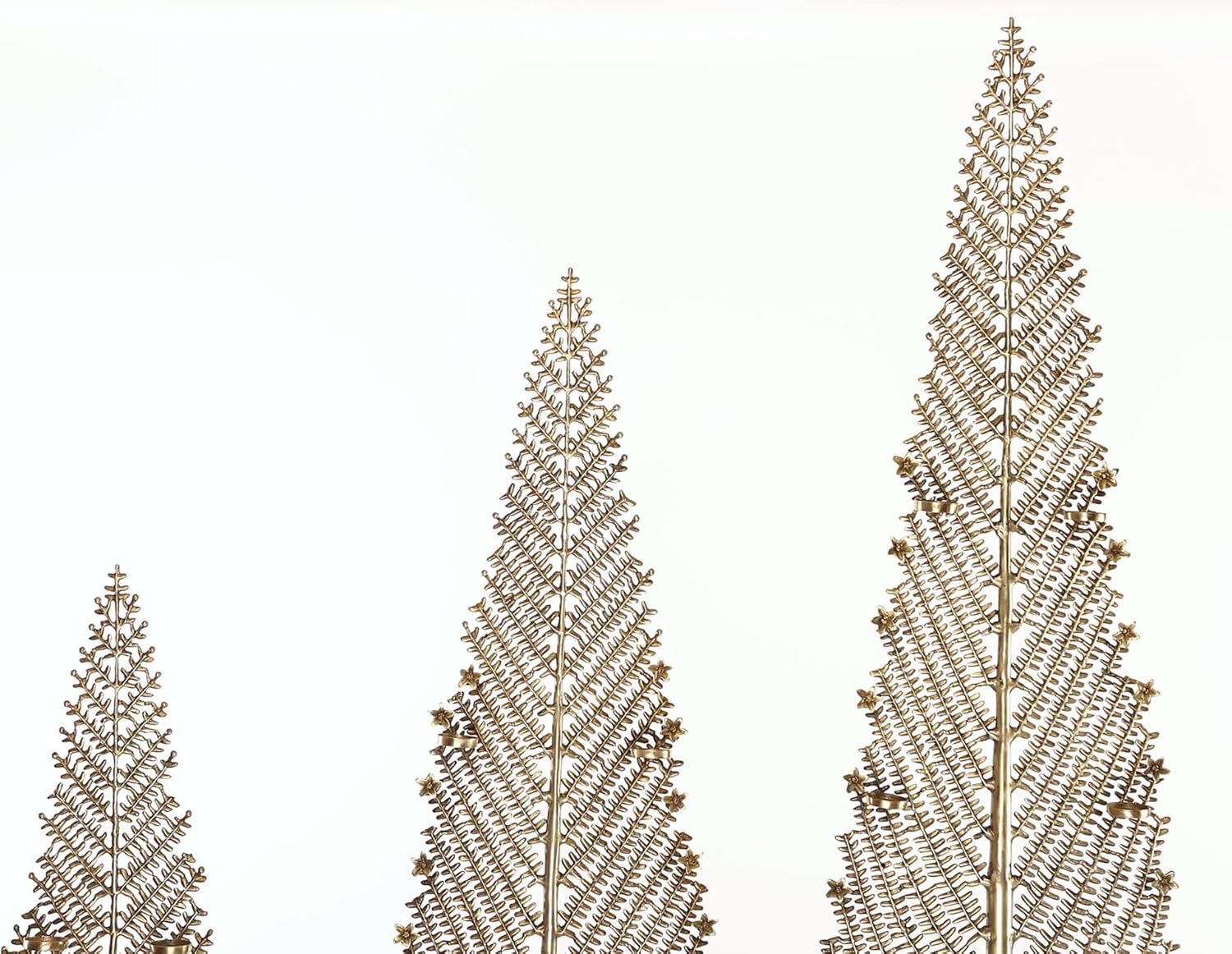 Exotic India Large Brass Christmas Tree With Candle Holder - Brass