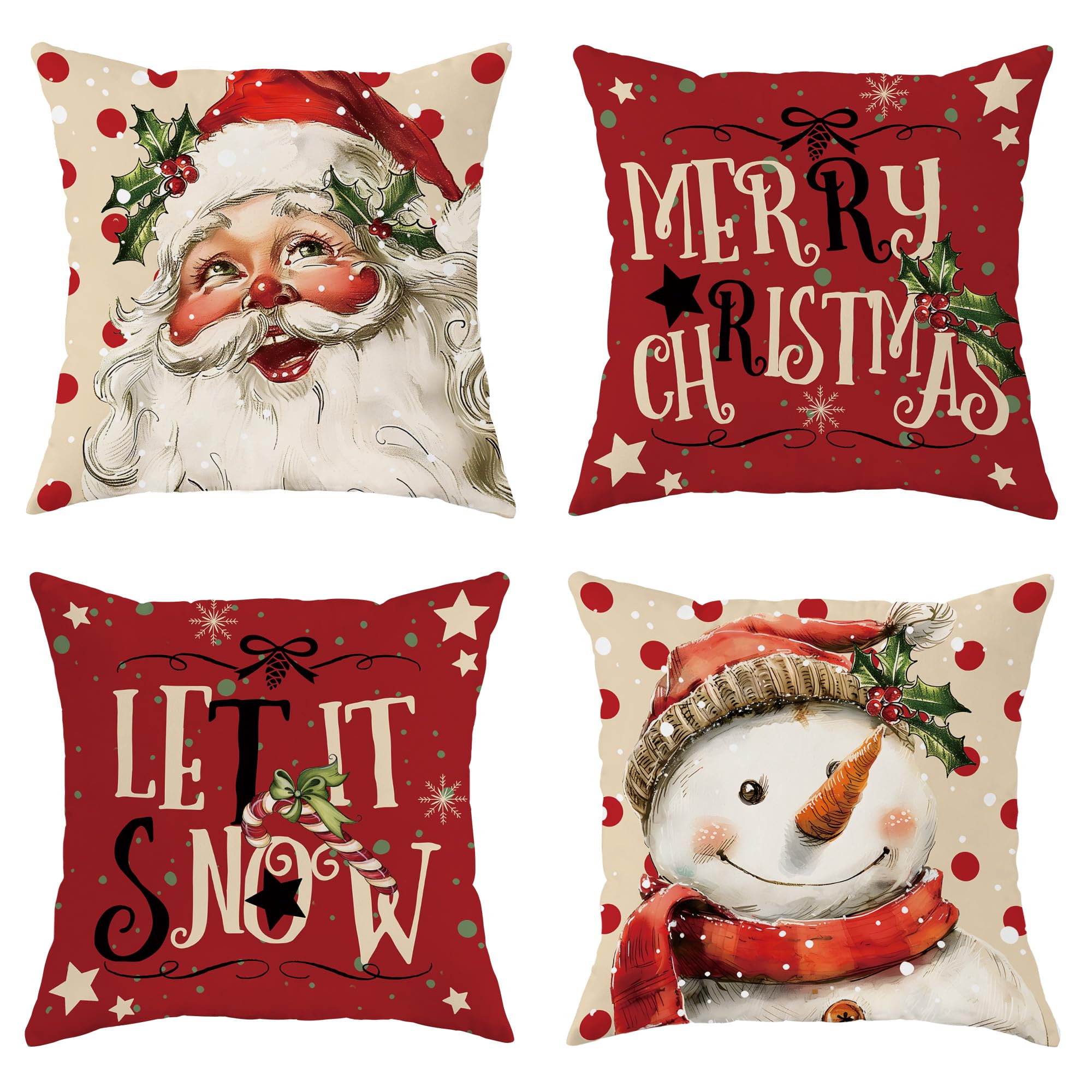 2 Weihnachts-Kissenbezüge 30x50 Cm – Schwarz, Mit Schneemann & „Let It Snow“-Design