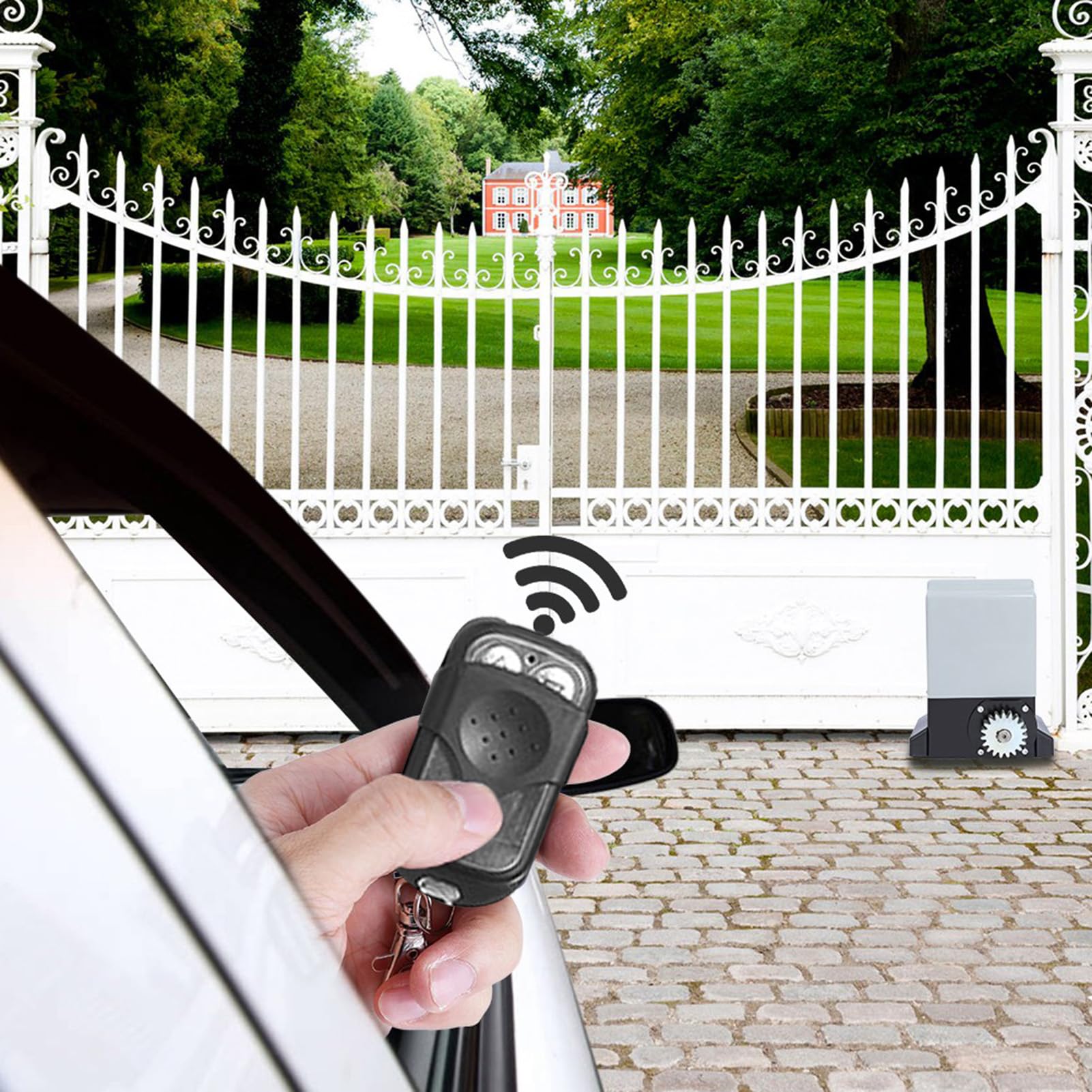 Actionneur de portail coulissant électrique, 3600LB Ouvre-porte coulissant automatique avec 2 télécommandes Portail coulissant pour portes de terrasse portes de villa portes coulissantes (220 V)