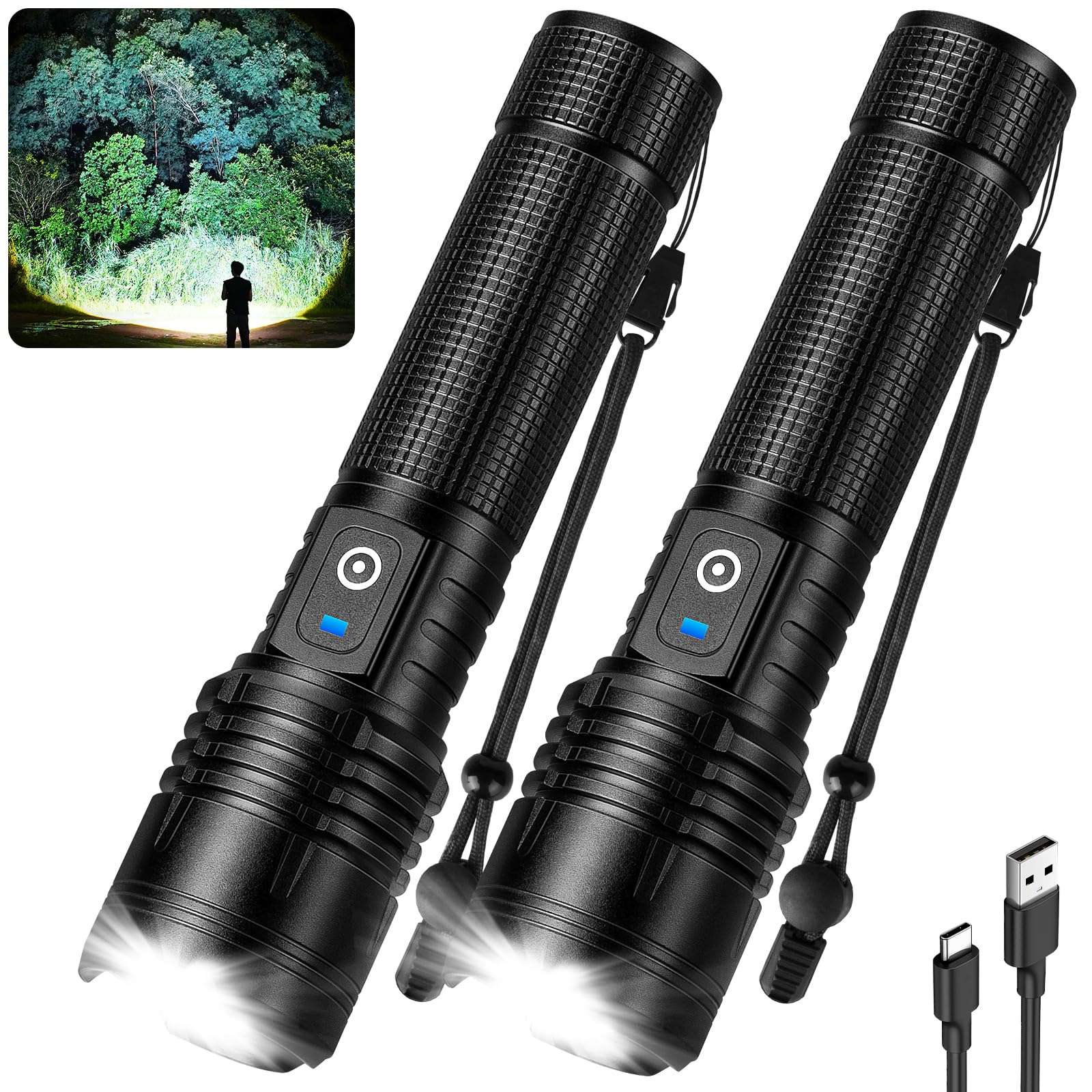 Kmivo 100K Lumen Flashlight 2-Pack