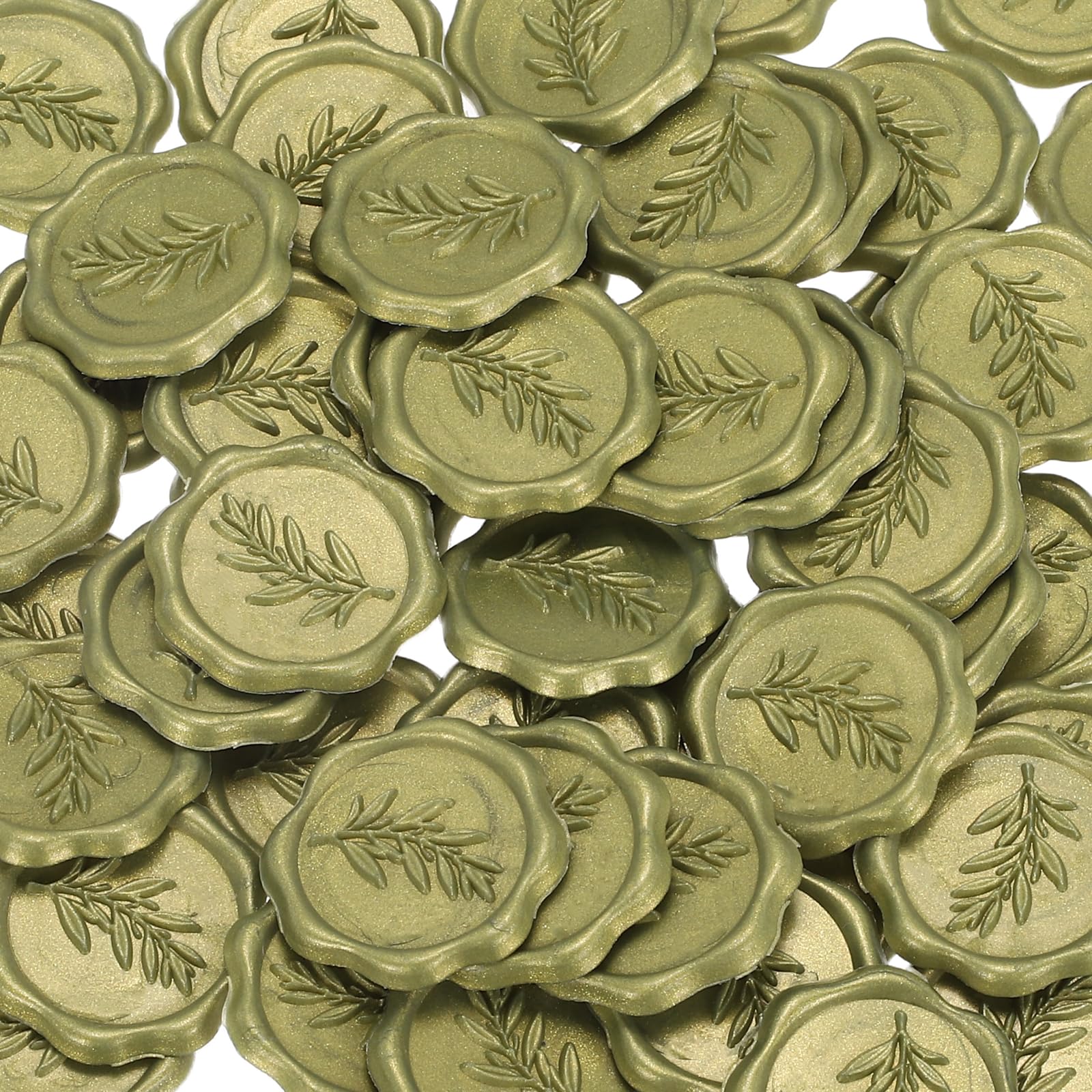PATIKIL Wax Stamp Stickers, 100Pcs Wax Seal Stickers 3D Embossed Self-Adhesive Envelope Seals Foliage Pattern for Wedding Invitations Gift Wrapping Party DIY Craft, Shimmering Aged Bronze