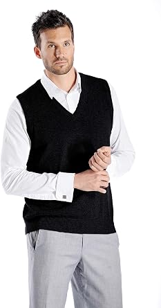 Cashmere Boutique Men's 100% Cashmere V-Neck Sleeveless Vest