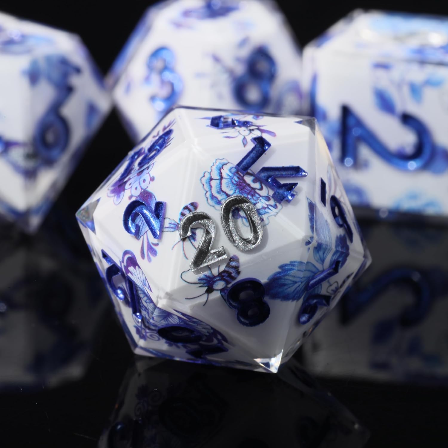 Mini Planet Resin Sharp Edge Polyhedral Dungeons and Dragons Handmade DND Porcelain Dice Set