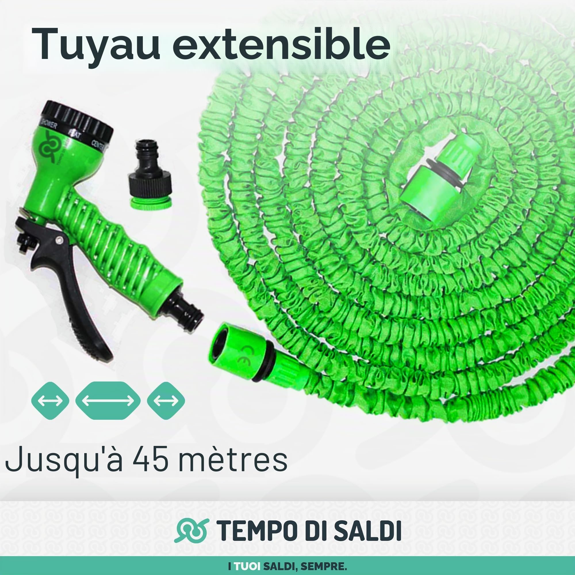 TEMPO DI SALDI Tuyau extensible de jardin de 45 m avec 7 fonctions pour lavage étanche à l'eau