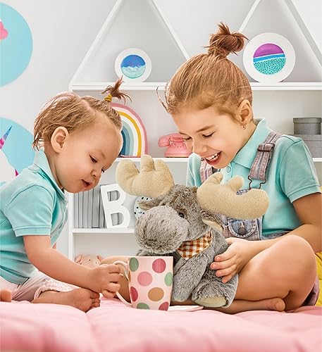 Miniatura 5 de Puzzled DolliBu - Animal de peluche de alce suave, alce flexible abrazable, adorable juguete de peluche de alce marrón, lindo regalo de vida salvaje