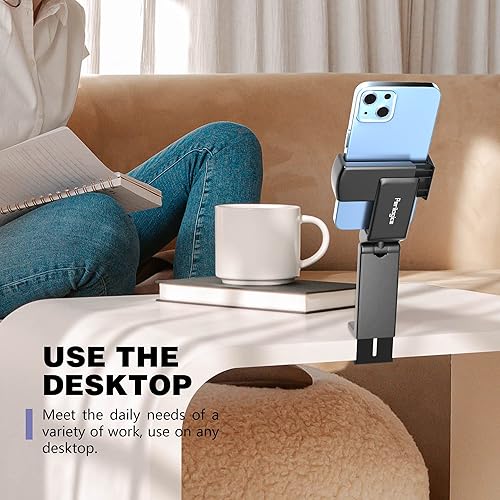 Miniatura 8 de Perilogics Soporte universal para teléfono de avión, visión manos libres en vuelo, con rotación dual multidireccional de 360 grados (negrorosa)