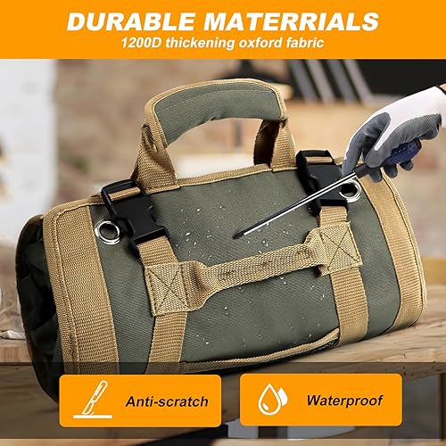 Miniatura 5 de Bolsa enrollable de herramientas, pequeña bolsa de herramientas enrollable con bolsas desmontables, organizador de bolsas de herramientas