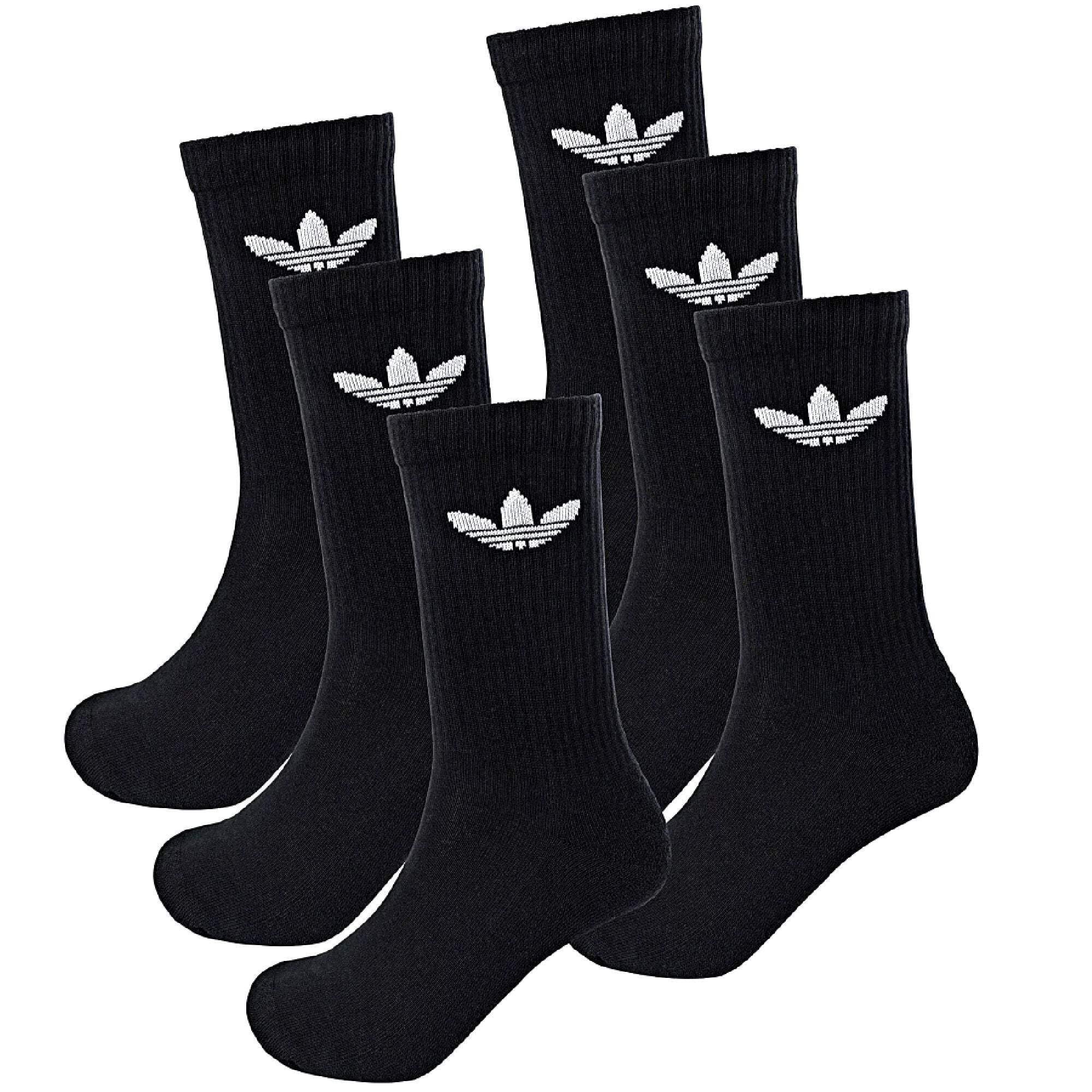 adidas Originals Men's Trefoil Cushioned Crew Sock 6 Pack, Black, Size L, Men