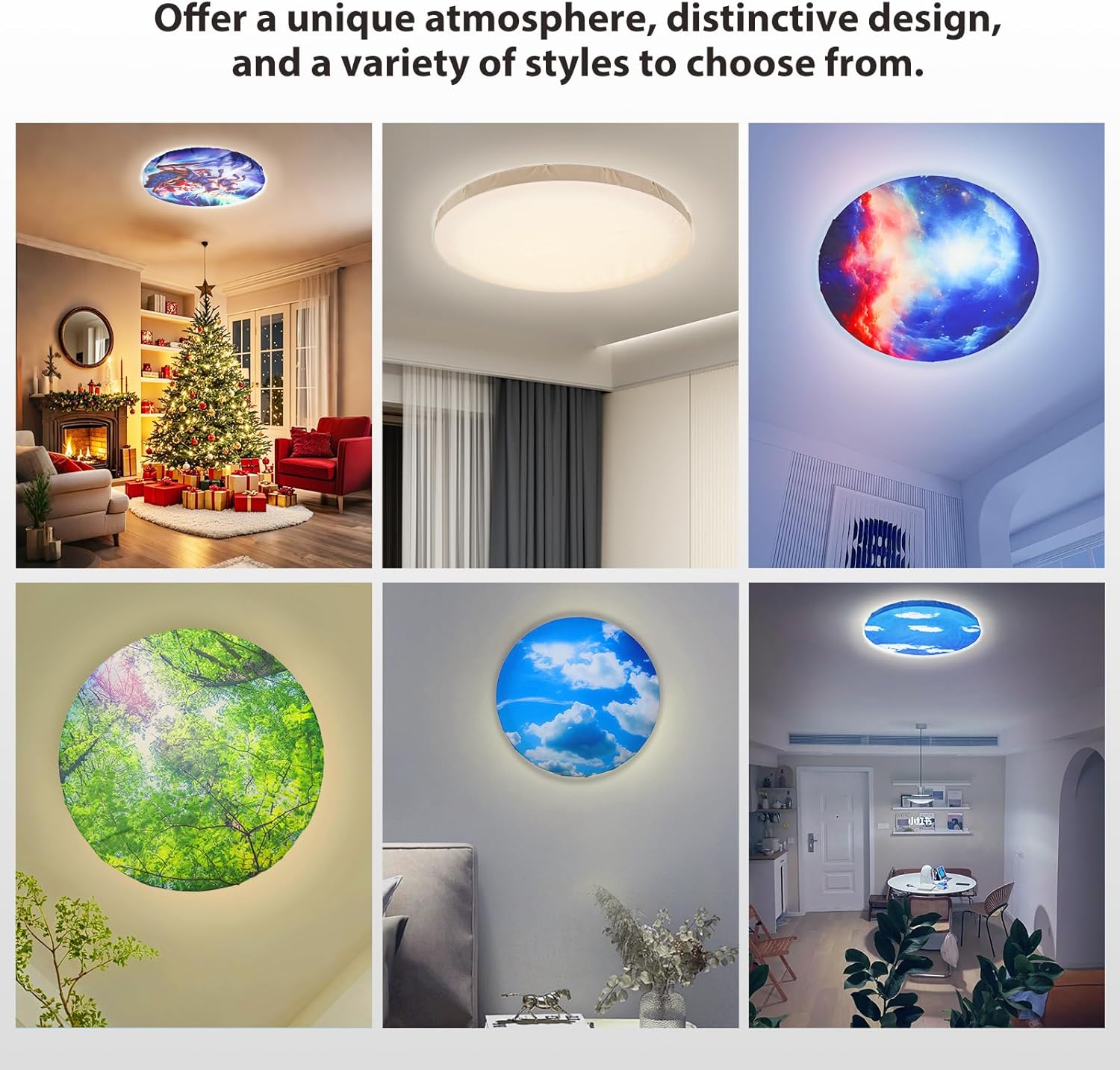 12 inch Ceiling Light Cover, 2 Pcs Fabric Flush Mount Light Fixture Cover, Ceiling Light 12 inch Room Cover for Bedroom, Kitchen, Hallways/Entryways (Forest)