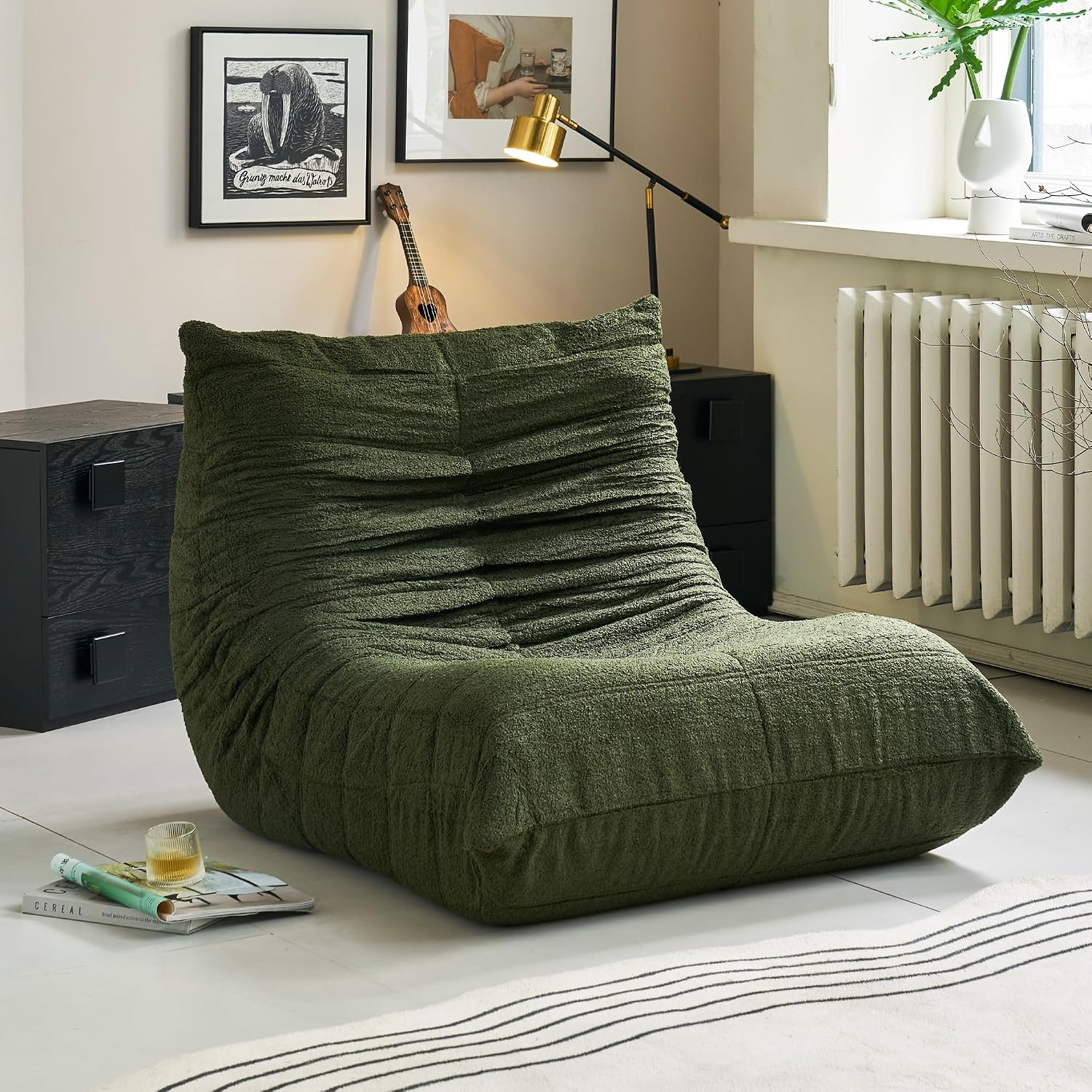 YINIX Fireside Chair, Bean Bag Chairs for Adults Togo Sofa Modern Living Room Memory Foam Bean Bag Toge Couchwith High Density Comfortable Foam, Lounge Chair Indoor for Living Room, Bedroom