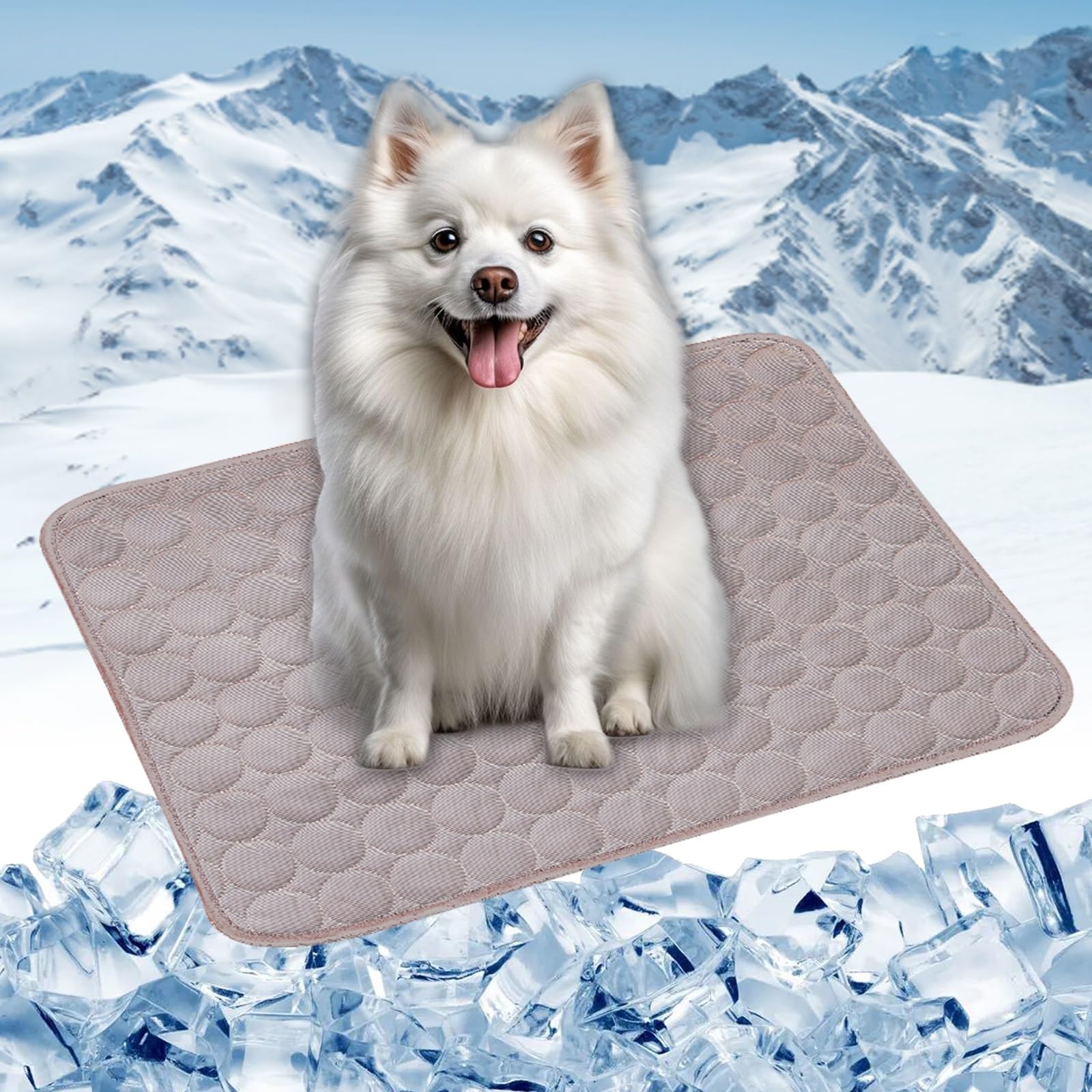 Coussin tapis rafraîchissant pour chien lavable durable marron