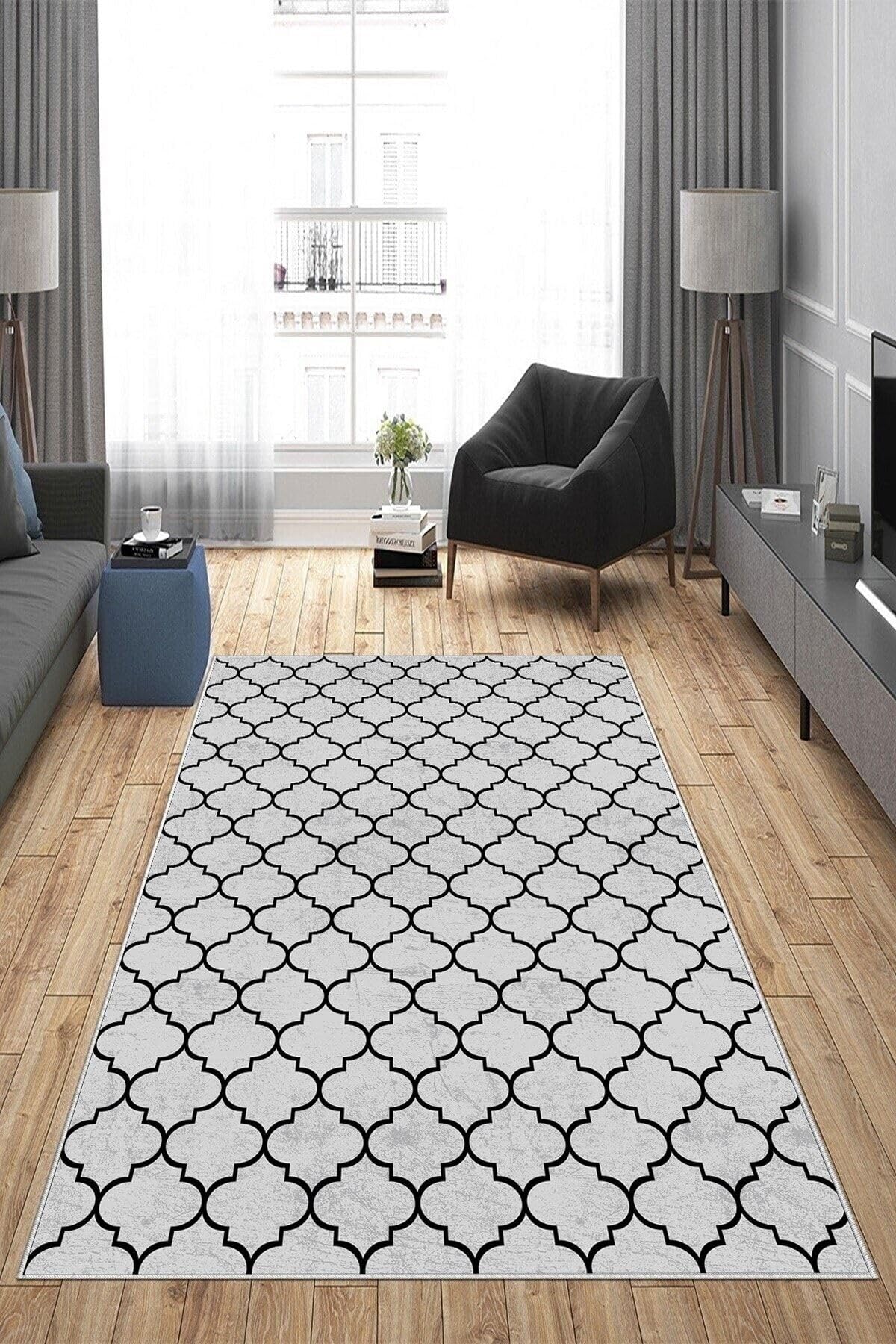 Pelangi Gri Eskitme Desen Yıkanabilir Kaymaz Taban Leke Tutmaz Modern Salon Halısı Ve Yolluk, Gri 120 x 160