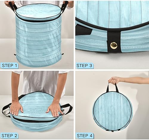 Miniatura 3 de bolsa al aire libre plegable cestas de tela para niños Blue Wood,cesta para ropa sucia