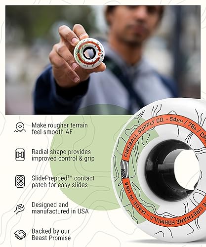 Miniatura 9 de Fireball Terra - Ruedas para patineta de 2.126 in, hechas en Estados Unidos, 78a, de 2.126 in, ruedas de patineta Soft Filmer Cruiser (juego de 4