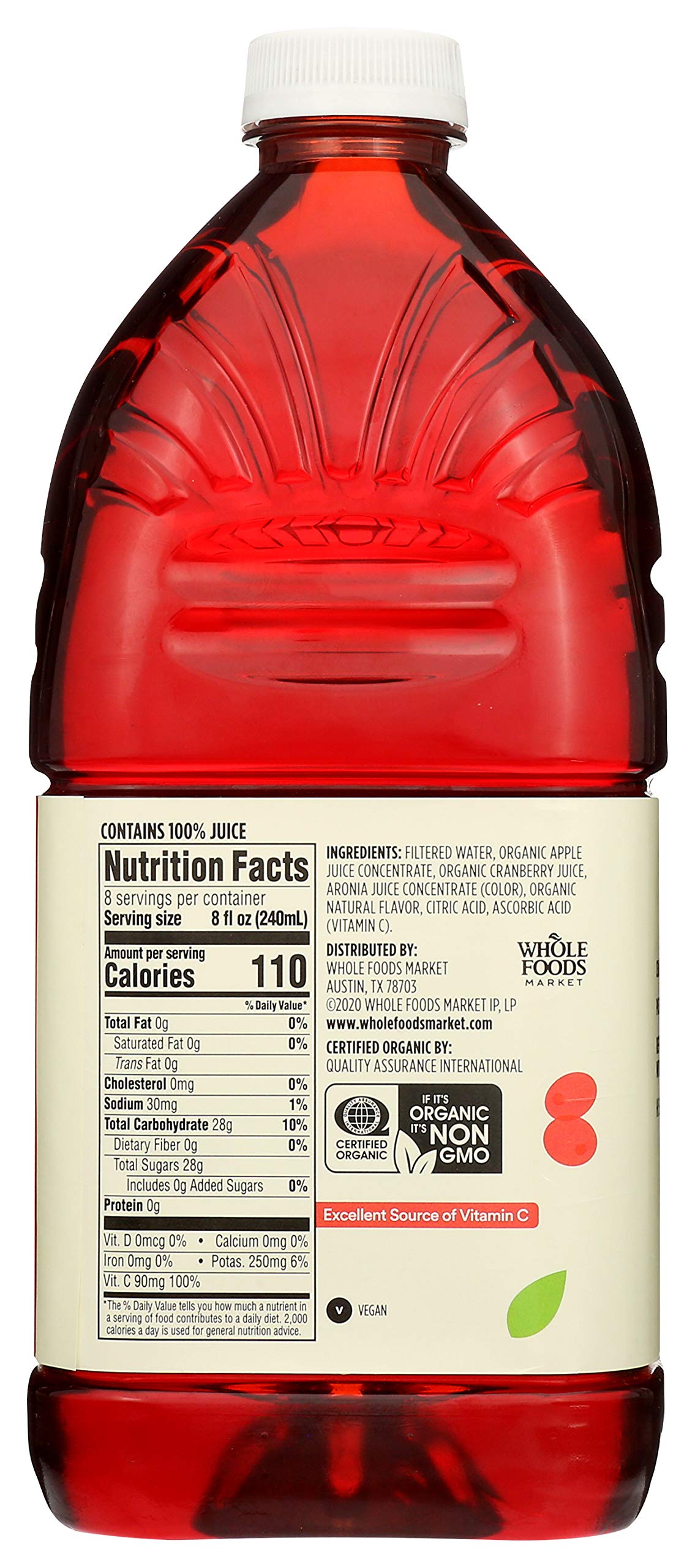365 by Whole Foods Market, Organic Cranberry Juice Blend, 64 Fl Oz (Pack of 2)