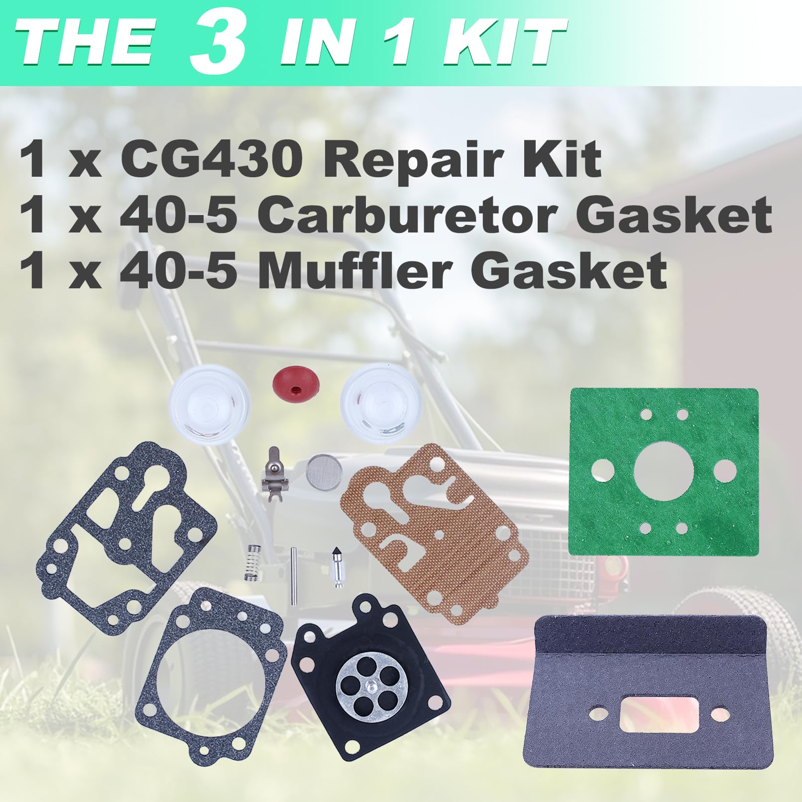 Adefol Kit di Riparazione Carburatore Per Honda GX25 GX35 HHT35 HHT35S FG110 Tosaerba, Kit di Riparazione con Guarnizione Carburatore, Guarnizione Silenziatore, Sostituzione Per ZAMA GND-83