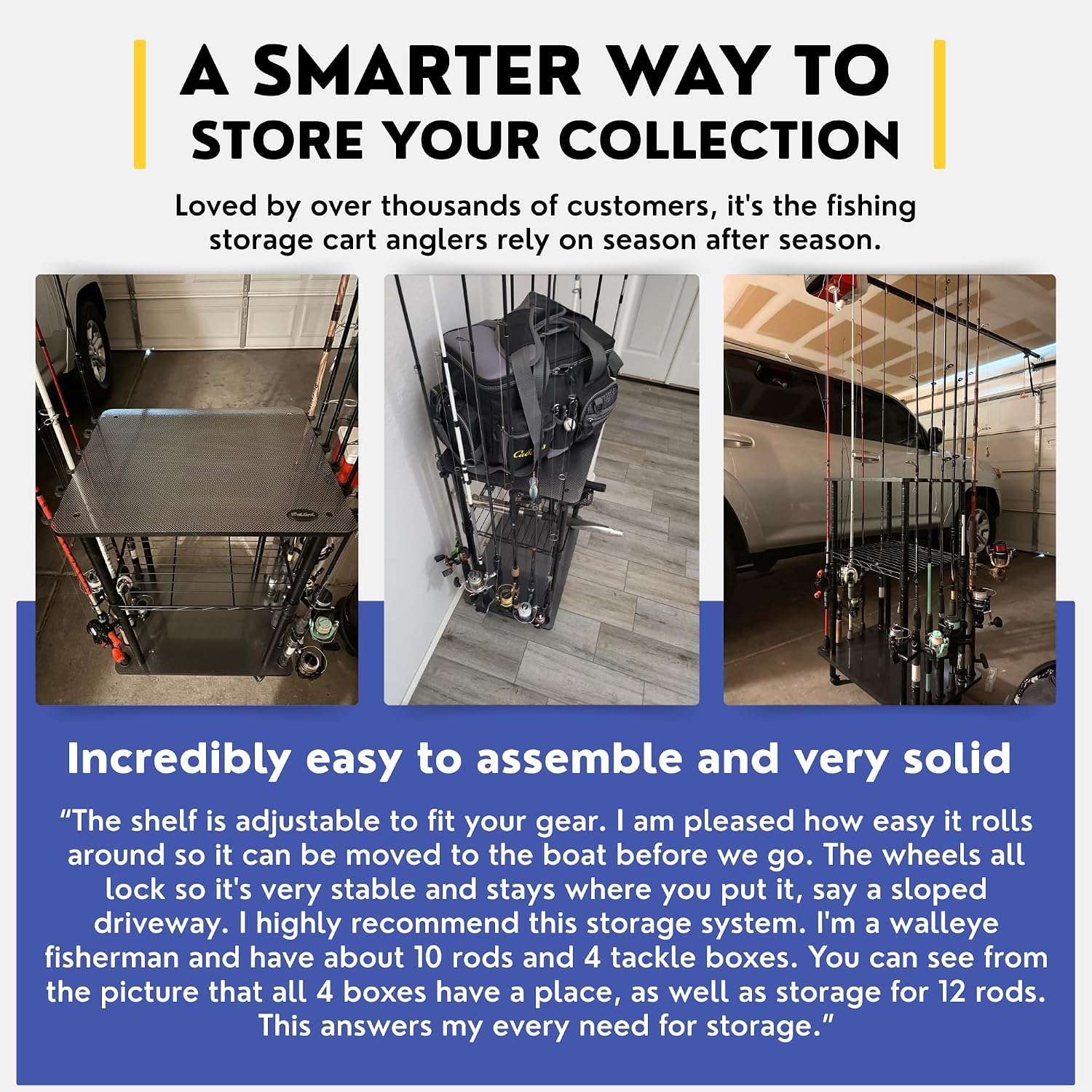 12-Rod Fishing Tackle Cart - Rolling Rod Storage -9 12-Rod Fishing Tackle Cart - Rolling Rod Storage -9