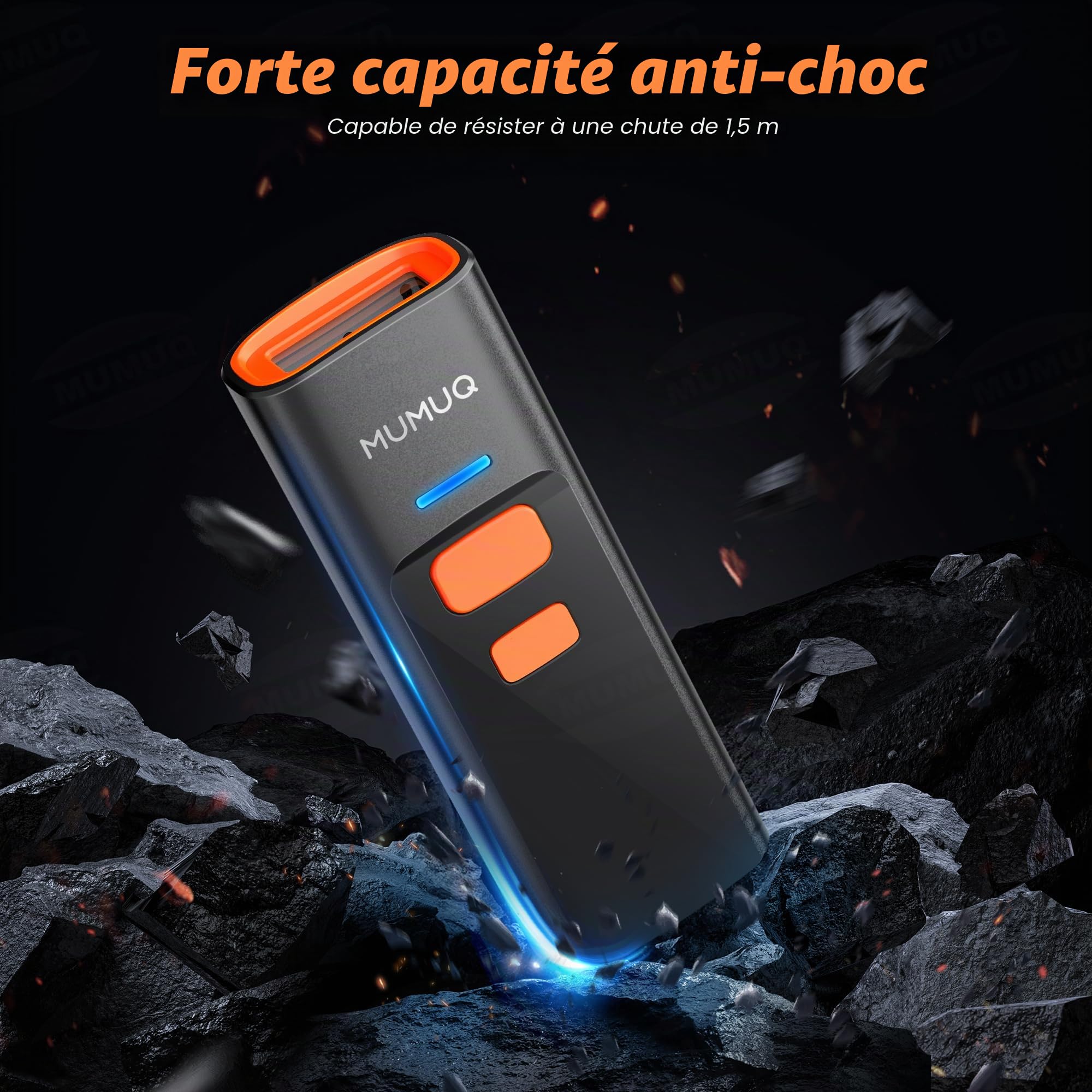 Lecteur Code-Barre Douchette sans Fil Mini, Scanner 1D 2D QR, Connexion 3-en-1 (Bluetooth 5.2/2.4GHz/USB), Compatible avec Windows PC, Mac, iOS, Android, Tablettes - avec Station de Charge