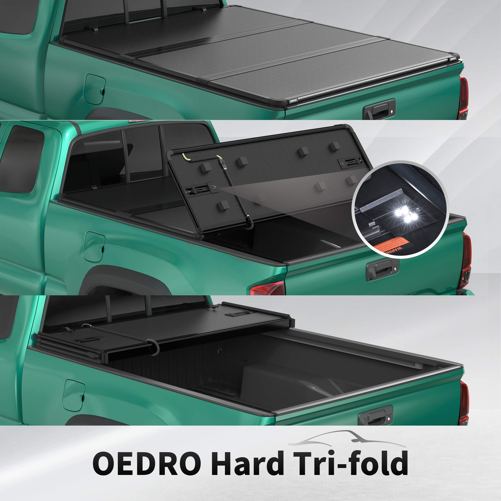 Buy OEDRO Hard Trifold Truck Bed Tonneau Cover with Builtin LED