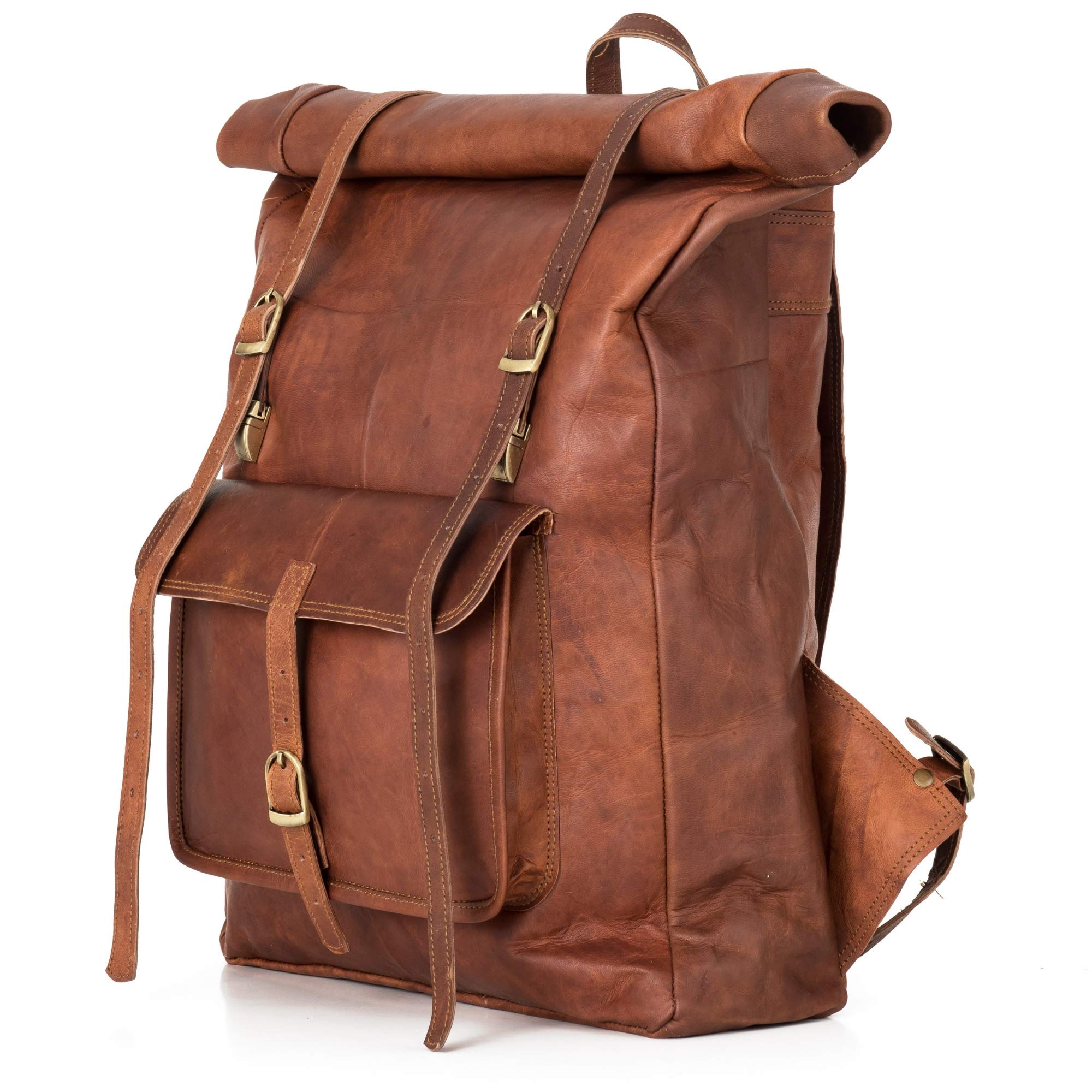 Berliner Bags Vintage Rucksack Leeds aus Leder, Fahrradrucksack mit Laptopfach für Damen und Herren