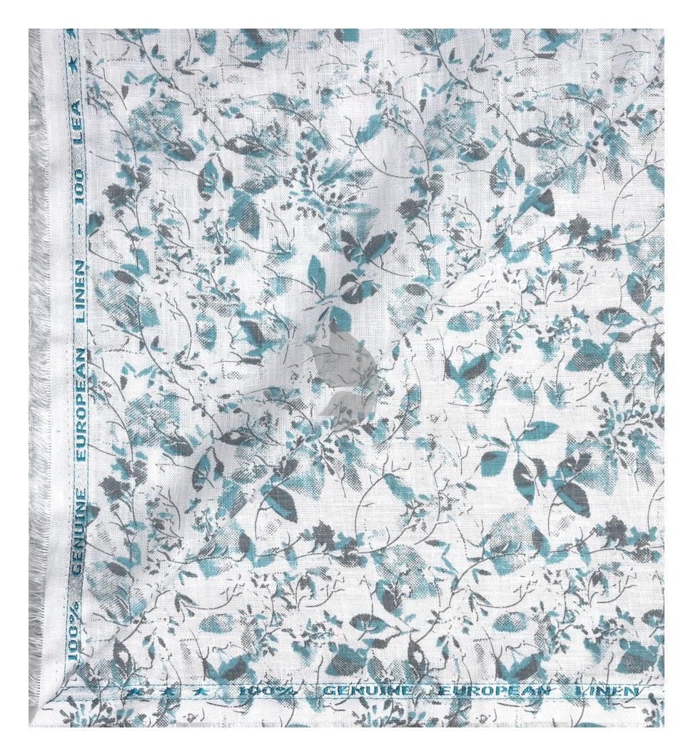 Weaves Empire 100% Genuine European Linen with 100 LEA count Blue colour Printed Unstitched Shirt Fabric - 1.60 Mts / VV2191-picture-10