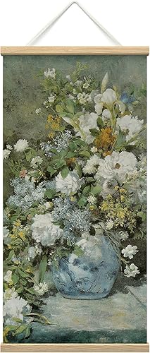 SIGNFORD Póster colgante con marco de madera, elegante arreglo floral clásico, naturaleza muerta, póster para decoración del hogar, listo para