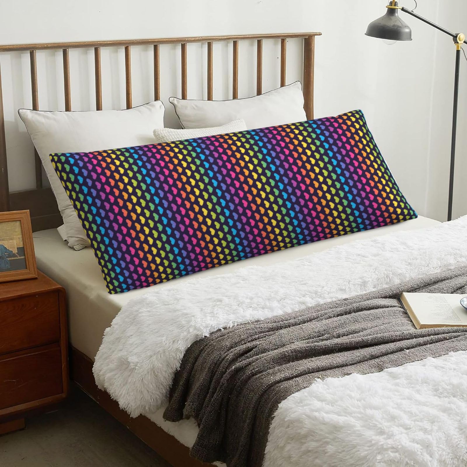 Rainbow Gradient Seamless Pattern, Body Pillow Cover with Zipper,Long Body Pillowcase 20 x 60 in
