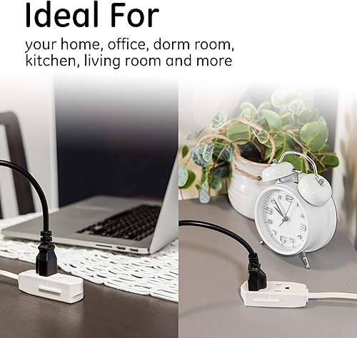 Miniatura 7 de GE 56986 - Extensión para interiores, cable de alimentación de 15 pies, 3 tomas de tierra, 3 clavijas, enchufe plano de perfil bajo, calibre 16,