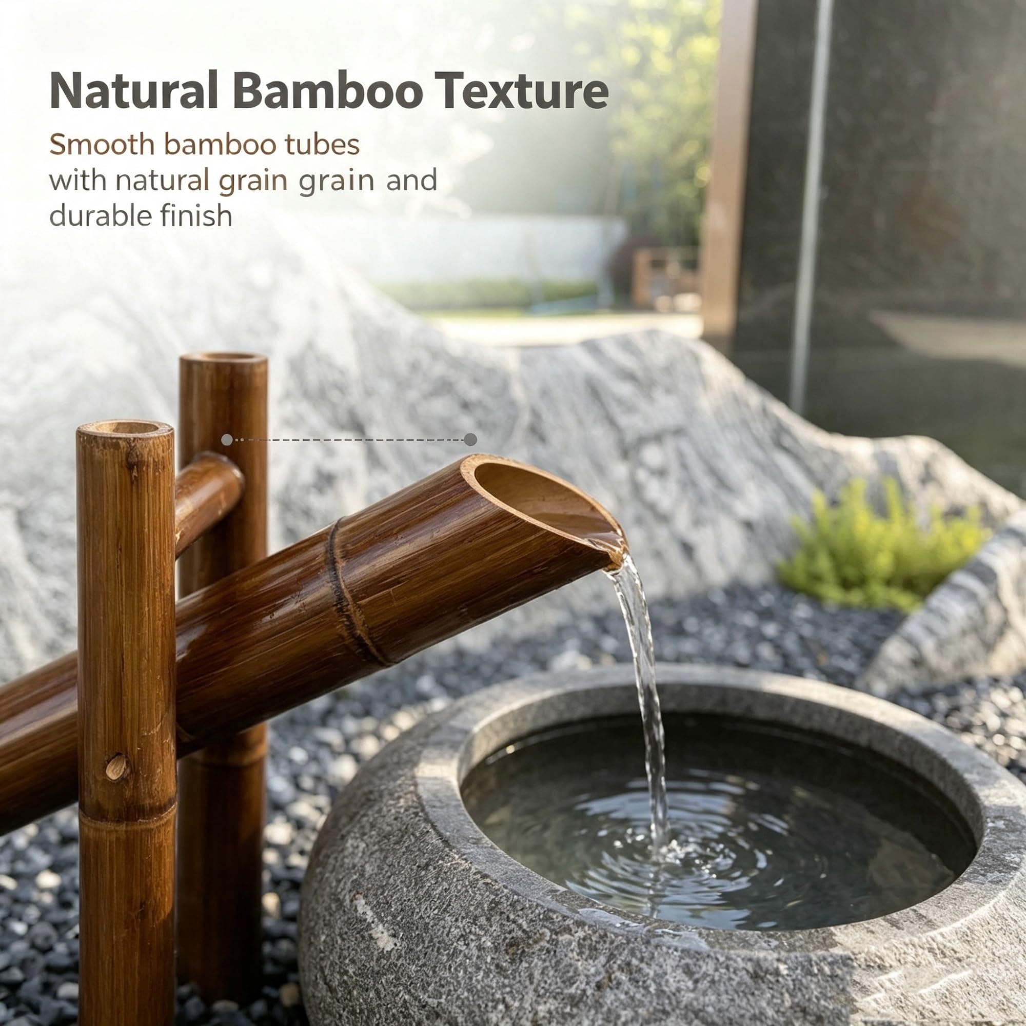 Set fontana, fontana da giardino in bambù for esterni decorazione | Cascata for laghetto con pompa a bilanciere con fontana in bambù for la decorazione del giardino zen del patio
